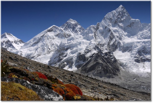 tablou canvas, alb, albastru, everest, gri, himalaya, maro, munti, nepal, peisaje, portocaliu, sepia, stanci, zapada