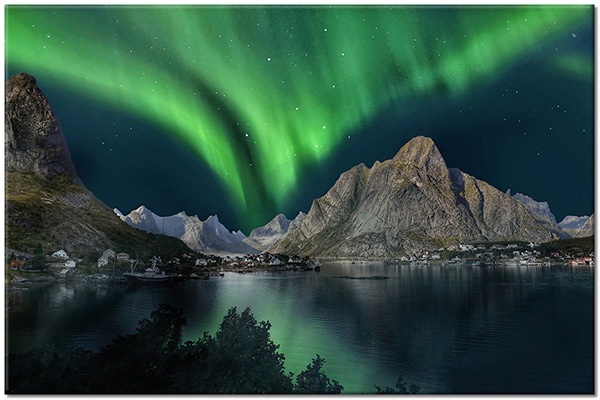 Tablou: Aurora Boreală în Lofoten, Norvegia