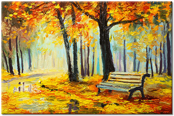 tablou canvas, arta, copaci, galben, negru, paduri, picturi, picturi-peisaje, portocaliu, toamna
