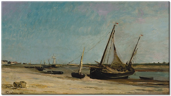 tablou canvas, albastru, arta, barci-corabii, bej, daubigny, diverse, mare, mare-cascade-lacuri, masini-trenuri-corabii-avioane, negru, peisaje, pictori, picturi, picturi-peisaje, plaja
