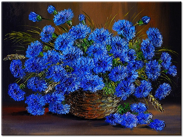 tablou canvas, albastru, arta, flori, maro, natura-moarta, naturi-moarte-alte-picturi, picturi