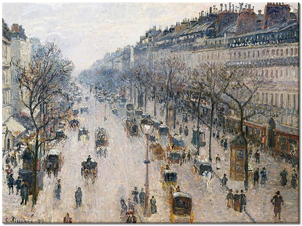 tablou canvas, arta, bej, franta, galben, gri, iarna, naturi-moarte-alte-picturi, orase, paris, peisaje, peisaje-urbane-rurale, pictori, picturi, pissarro, strada, turism