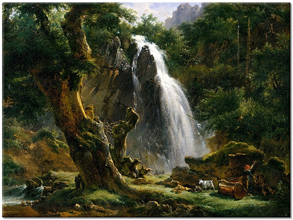 tablou canvas, alb, arta, cascade, copaci, flori, mare-cascade-lacuri, michallon, paduri, peisaje, pictori, picturi, picturi-peisaje, verde