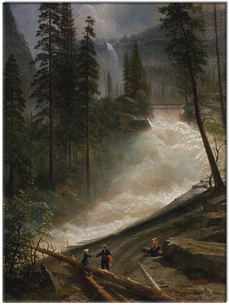 tablou canvas, alb, arta, bierstadt, brazi, cascade, copaci, flori, mare-cascade-lacuri, maro, paduri, peisaje, picturi, picturi-peisaje, rauri, verde