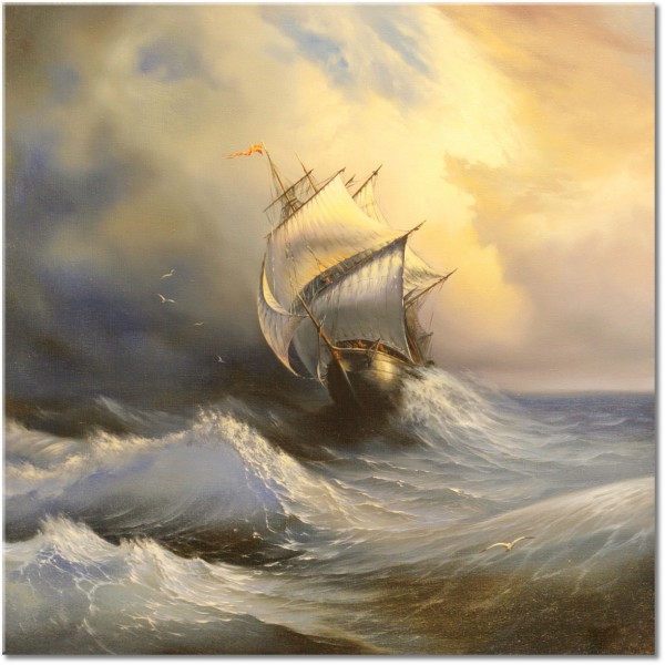 tablou canvas, arta, barci-corabii, diverse, furtuna, gri, mare, maro, masini-trenuri-corabii-avioane, picturi, picturi-peisaje, portocaliu, sepia, valuri, violet