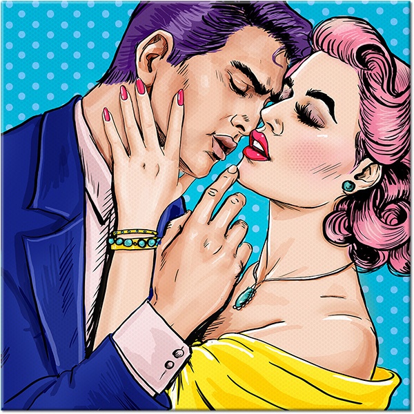 tablou canvas, albastru, arta, arta-contemporana, barbati, baruri, bej, cupluri, cyan, desen, diverse, diverse-altele, femei, galben, naturi-moarte-alte-picturi, picturi, pop-art, rosu, roz, sarut, violet