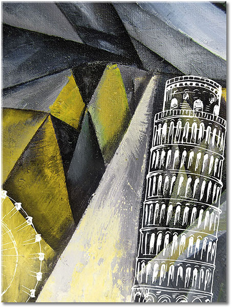 tablou canvas, abstract-fantezie, alb, arta, arta-contemporana, bej, cladiri, desen, galben, gri, italia, negru, orase, picturi, picturi-abstracte, pisa, portocaliu