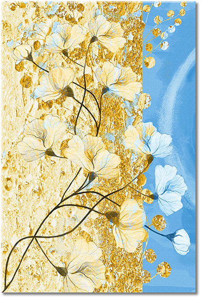tablou canvas, abstract-fantezie, alb, albastru, arta, bej, flori, galben, maro, naturi-moarte-alte-picturi, picturi, portocaliu