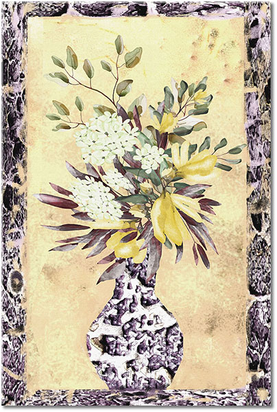 tablou canvas, alb, arta, arta-contemporana, bej, flori, galben, maro, natura-moarta, naturi-moarte-alte-picturi, negru, picturi, portocaliu, vaza, verde, violet