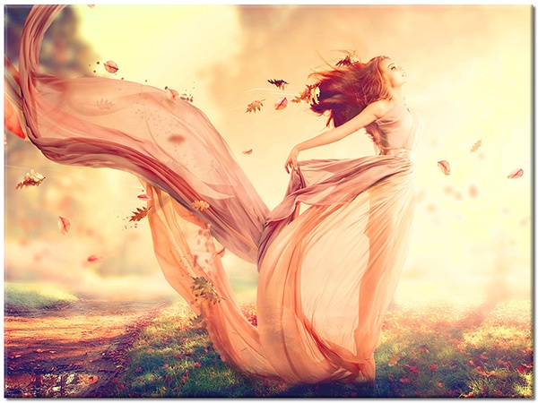tablou canvas, abstract-fantezie, bej, fashion, femei, galben, maro, portocaliu, roz, toamna, verde
