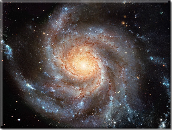 tablou canvas, albastru, astronomie, diverse, galaxii, maro, negru, portocaliu, spirala, stele, univers