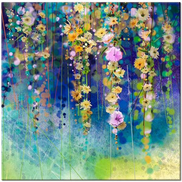 tablou canvas, abstract-fantezie, acuarela, albastru, arta, bej, cyan, flori, naturi-moarte-alte-picturi, picturi, roz, verde, violet