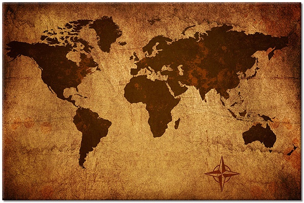 Tablou: Harta lumii veche și uzată