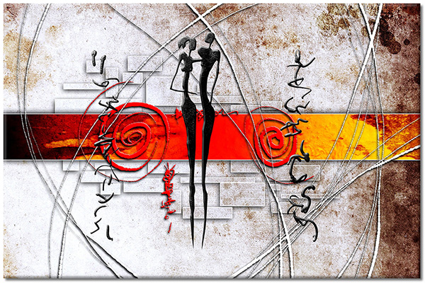 tablou canvas, abstract-fantezie, africa, arta, arta-contemporana, baruri, cupluri, etnic