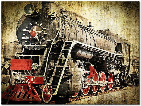 tablou canvas, diverse, locomotive, masini-trenuri-corabii-avioane, rosu, sepia, trenuri, vintage