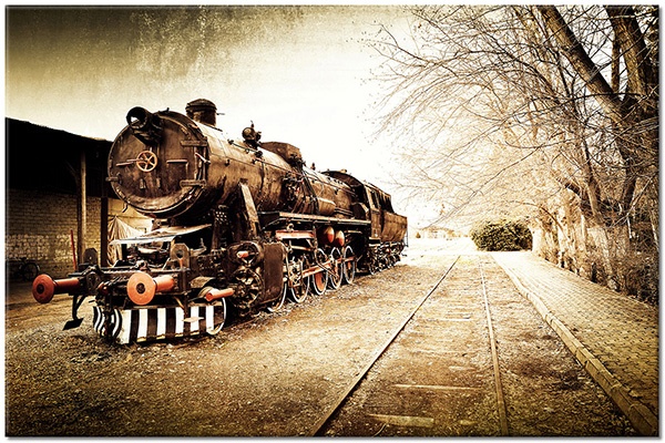 Tablou: Locomotivă retro