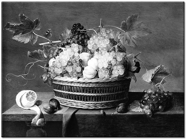 tablou canvas, alimente-bauturi, arta, bucatarie, diverse, fructe, natura-moarta, naturi-moarte-alte-picturi, pictori, picturi, struguri, van-hulsdonck