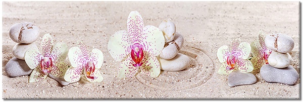 Tablou: Orhidee și pietre zen pe nisip