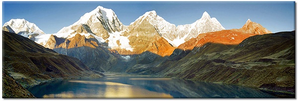 tablou canvas, alb, albastru, bej, gri, lacuri, maro, munti, peisaje, peru, portocaliu, zapada