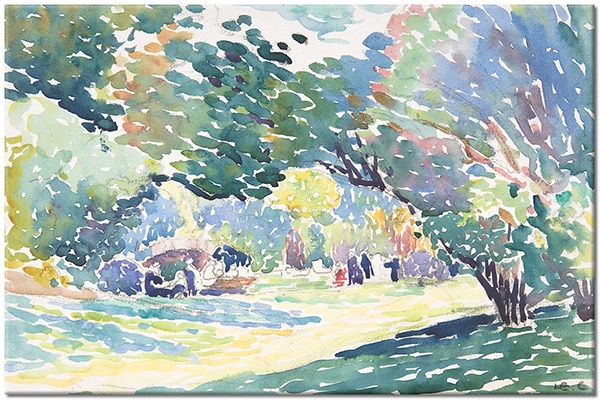 tablou canvas, acuarela, albastru, alte-peisaje, arta, copaci, cross, cyan, galben, multicolor, peisaje, pictori, picturi, picturi-peisaje, verde