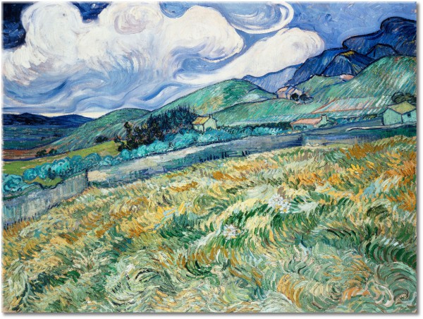 tablou canvas, alb, albastru, arta, bej, cer, cyan, gri, maro, munti, nori, peisaje, pictori, picturi, picturi-peisaje, portocaliu, van-gogh, verde