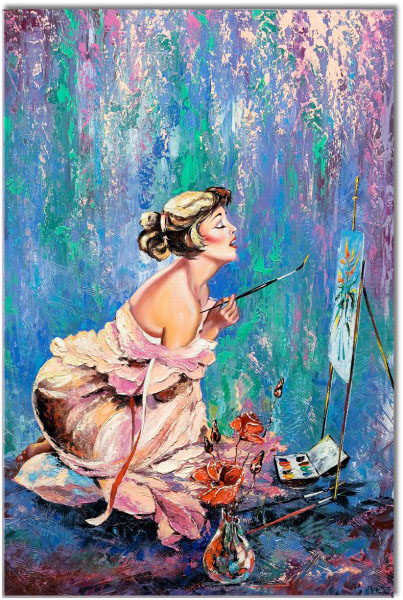 tablou canvas, albastru, arta, bej, cyan, maro, negru, pictori, picturi, picturi-personaje, portocaliu, roz, verde, violet
