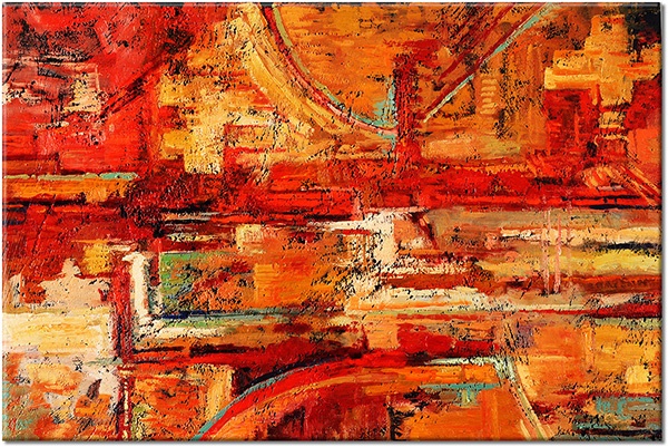 tablou canvas, abstract-fantezie, arta, arta-contemporana, picturi, picturi-abstracte, portocaliu, rosu