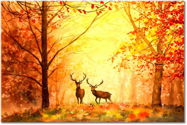 tablou canvas, animale, animale-salbatice, arta, bej, cerbi-caprioare, copii, galben, maro, picturi, picturi-peisaje, portocaliu, rosu, toamna
