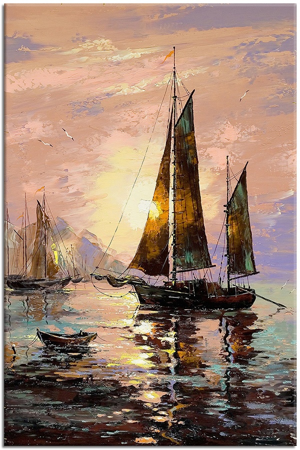 tablou canvas, apus, arta, barci-corabii, bej, galben, lacuri, mare, mare-cascade-lacuri, maro, naturi-moarte-alte-picturi, negru, peisaje, picturi, picturi-peisaje, rasarit, roz, violet