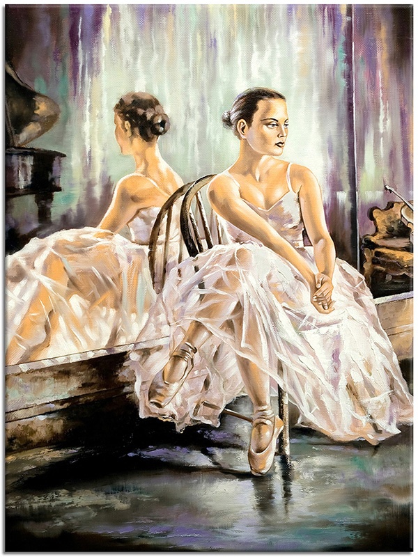 Tablou: Pictură cu balerină la oglindă, tablou imprimat