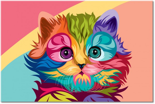 Tablou: Pisica desen multicolor
