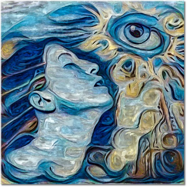 tablou canvas, abstract-fantezie, albastru, arta, arta-contemporana, bej, cyan, gri, maro, mitologie, ochi, picturi, picturi-abstracte, picturi-personaje, portrete, violet