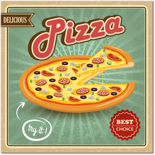 tablou canvas, alimente, alimente-bauturi, bucatarie, diverse, diverse-altele, galben, maro, pizza, portocaliu, reclame, restaurante, rosu, verde, vintage