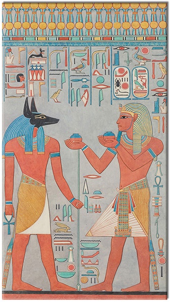 tablou canvas, alb, albastru, arta, desen, diverse, diverse-altele, egipt, galben, mitologie, naturi-moarte-alte-picturi, papirus, picturi, picturi-personaje, portocaliu, roz, vintage