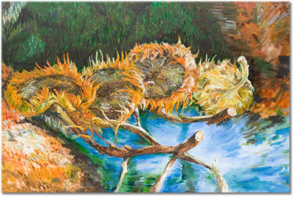 tablou canvas, alb, albastru, arta, bej, floarea-soarelui, flori, galben, maro, naturi-moarte-alte-picturi, pictori, picturi, portocaliu, van-gogh, verde