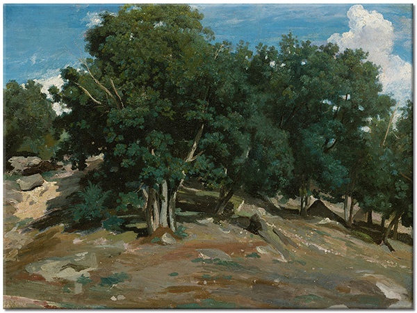 tablou canvas, albastru, arta, bej, copaci, corot, flori, maro, pictori, picturi, picturi-peisaje, stejari, verde