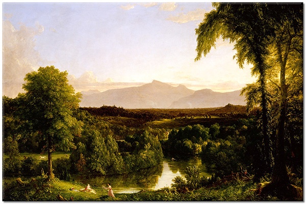 tablou canvas, albastru, alte-peisaje, arta, cladiri, cole, copaci, maro, peisaje, picturi, picturi-peisaje, rauri, toamna, verde
