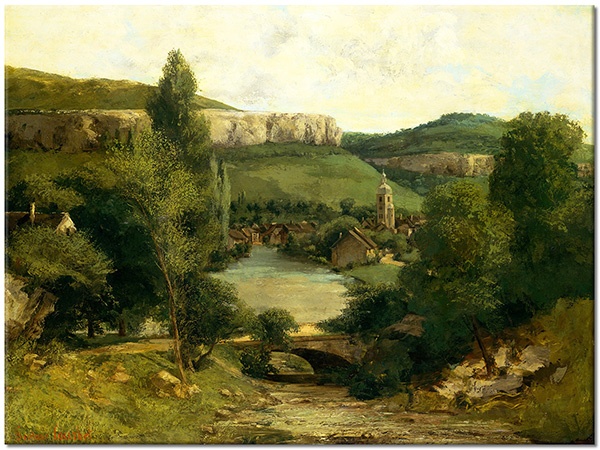 tablou canvas, alte-peisaje, arta, bej, copaci, courbet, dealuri, peisaje, peisaje-urbane-rurale, pictori, picturi, picturi-peisaje, rauri, stanci, verde