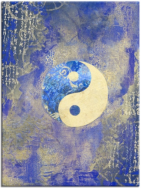 Tablou: Yin și Yang pe fundal mov, tablou imprimat
