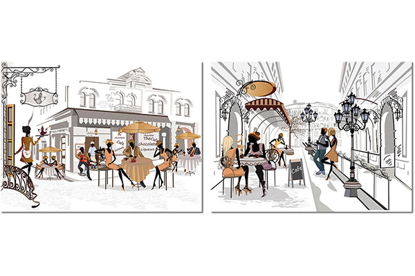 set de 2 tablouri: Terasele unor cafenele
